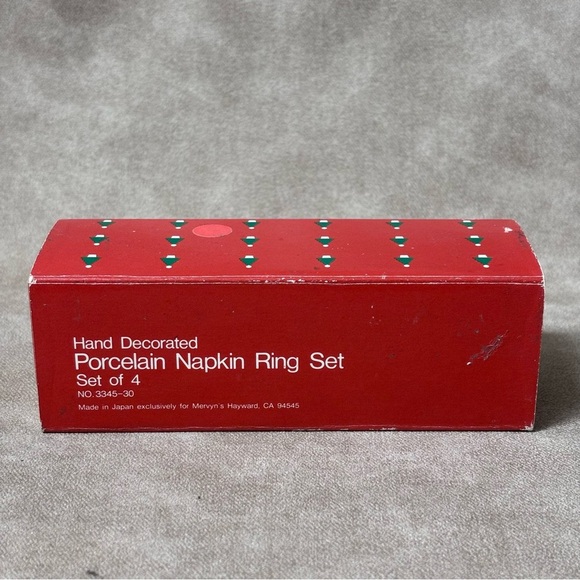Hand Decorated Christmas Porcelain Napkin Ring Set Made In Japan - Picture 7 of 7